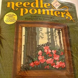 Vintage 1970s needlepoint kit “ forest flowers “